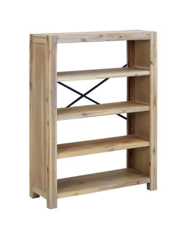 Libreria a 4 Ripiani 80x30x110 cm in Legno Massello di Acacia