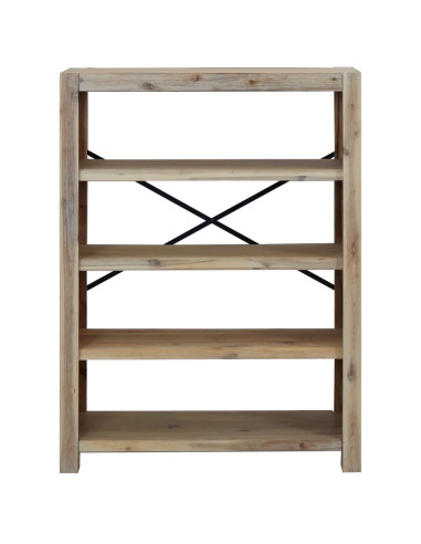 Libreria a 4 Ripiani 80x30x110 cm in Legno Massello di Acacia