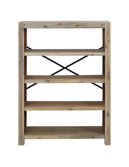 Libreria a 4 Ripiani 80x30x110 cm in Legno Massello di Acacia