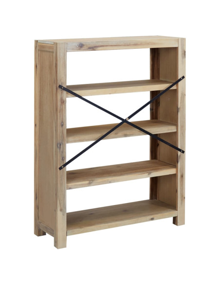 Libreria a 4 Ripiani 80x30x110 cm in Legno Massello di Acacia
