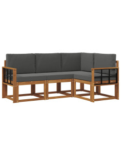 Set di divani da esterno con cuscino 4 pcs Naturale e Antracite 2
