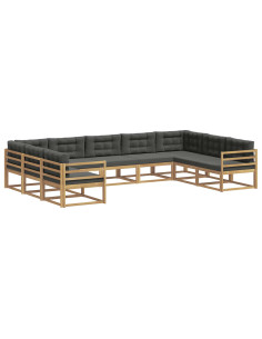 Set di divani da esterno con cuscino 9 pcs Bianco e Antracite 2