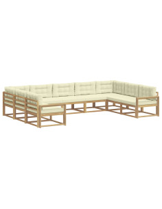 Set di divani da esterno con cuscino 9 pcs Bianco e Crema 2