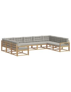 Set di divani da esterno 9 pcs Bianco e Grigio Chiaro 2