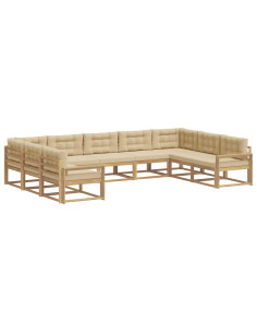 Set di divani da esterno con cuscino 9 pcs Bianco e Beige 2