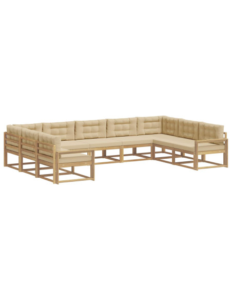Set di divani da esterno con cuscino 9 pcs Bianco e Beige