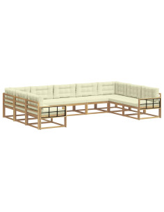 Set di divani da esterno con cuscino 9 pcs Bianco e Crema 2