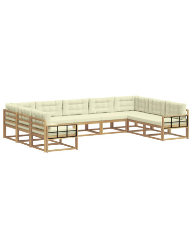 Set di divani da esterno con cuscino 9 pcs Bianco e Crema
