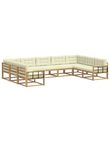 Set di divani da esterno con cuscino 9 pcs Bianco e Crema