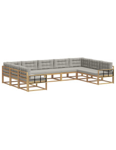 Set di divani da esterno 9 pcs Bianco e Grigio Chiaro 2