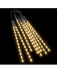 Luci Meteoriche 8 pz 30cm Bianco Caldo 192 LED Interni Esterni 2