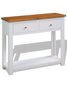 Tavolo Consolle 83x30x73 cm in Massello di Rovere 2