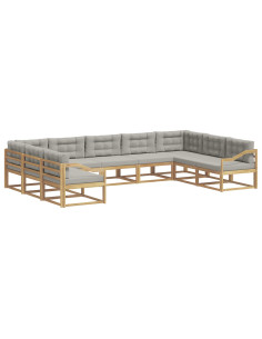 Set di divani da esterno 9 pcs Bianco e Grigio Chiaro 2