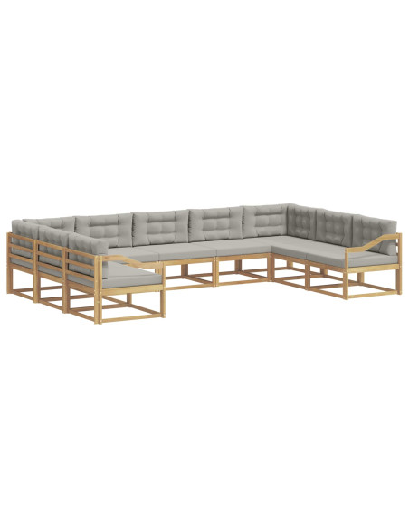 Set di divani da esterno 9 pcs Bianco e Grigio Chiaro