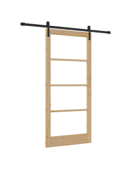 Porta scorrevole ORKDAL Naturale e Nero 93 x 202 cm