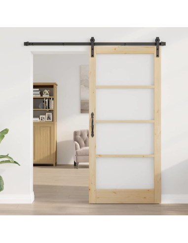 Porta scorrevole ORKDAL Naturale e Nero 93 x 202 cm