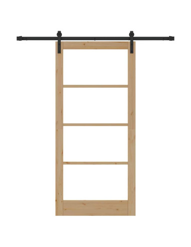 Porta scorrevole ORKDAL Naturale e Nero 93 x 202 cm