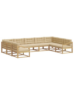 Set di divani da esterno con cuscino 9 pcs Bianco e Beige 2