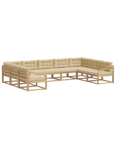 Set di divani da esterno con cuscino 9 pcs Bianco e Beige