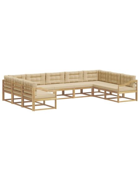 Set di divani da esterno con cuscino 9 pcs Bianco e Beige