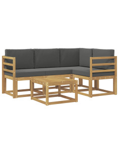 Set di divani da esterno con cuscino 5 pcs Bianco e Antracite 2