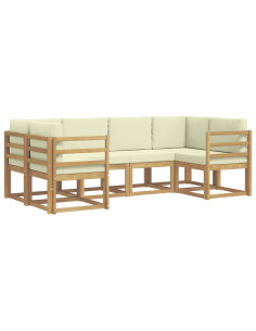 Set di divani da esterno con cuscino 6 pcs Bianco e Crema 2