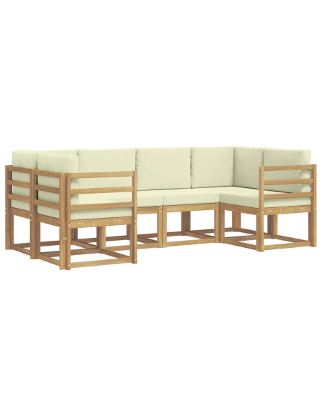 Set di divani da esterno con cuscino 6 pcs Bianco e Crema