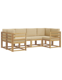Set di divani da esterno con cuscino 6 pcs Bianco e Beige 2