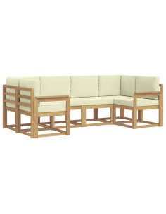 Set di divani da esterno con cuscino 6 pcs Bianco e Crema 2