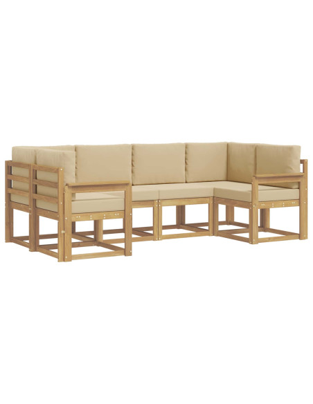 Set di divani da esterno con cuscino 6 pcs Bianco e Beige