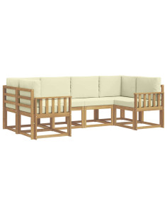 Set di divani da esterno con cuscino 6 pcs Bianco e Crema 2