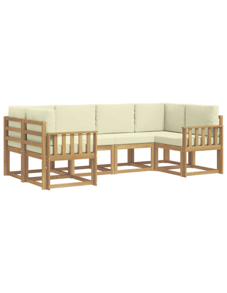 Set di divani da esterno con cuscino 6 pcs Bianco e Crema