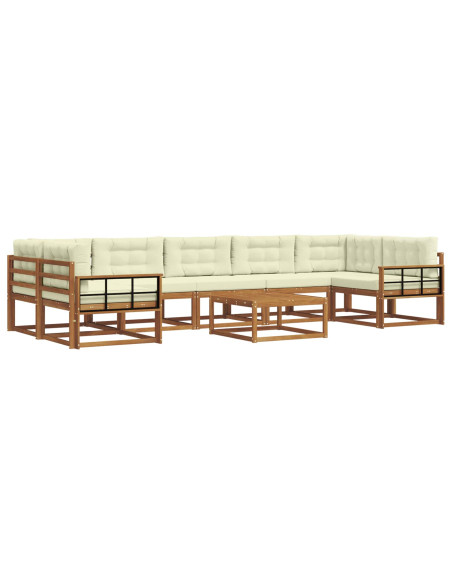 Set di divani da esterno con cuscino 8 pcs Naturale e Crema