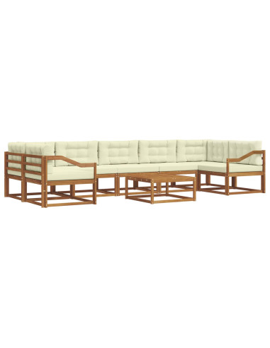 Set di divani da esterno con cuscino 8 pcs Naturale e Crema