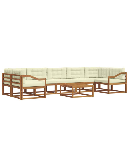 Set di divani da esterno con cuscino 8 pcs Naturale e Crema
