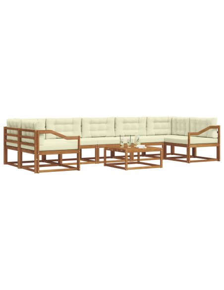Set di divani da esterno con cuscino 8 pcs Naturale e Crema