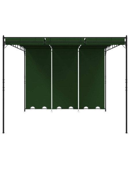 Gazebo 4 x 3 x 2,3 m Verde Poliestere e Acciaio