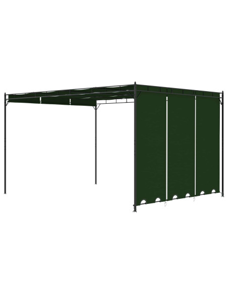 Gazebo 4 x 3 x 2,3 m Verde Poliestere e Acciaio
