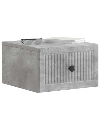 Mobiletto da notte a muro con cassetto 2 pcs Grigio Cemento