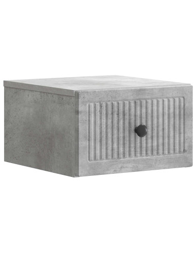 Mobiletto da notte a muro con cassetto 2 pcs Grigio Cemento