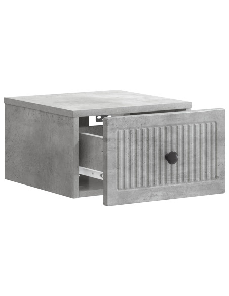 Mobiletto da notte a muro con cassetto 2 pcs Grigio Cemento