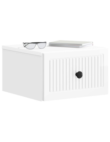 Mobiletto da notte a muro Bianco Lucido 33 x 34,5 x 20 cm