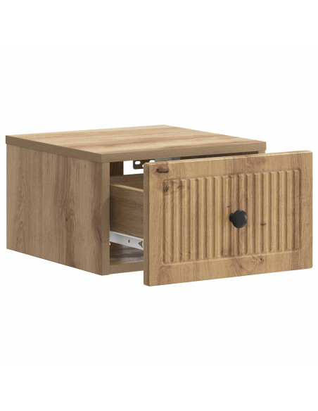 Mobiletto da notte a muro con cassetto 2 pcs Rovere Artigianale