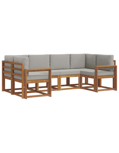 Set di divani con cuscino 6 pcs Grigio Naturale e Chiaro