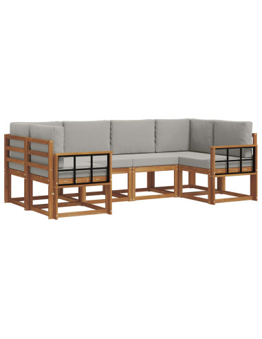 Set di divani con cuscino 6 pcs Grigio Naturale e Chiaro
