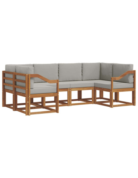 Set di divani con cuscino 6 pcs Grigio Naturale e Chiaro