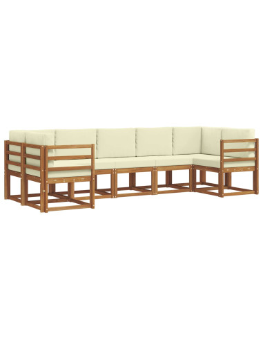 Set di divani con cuscino 7 pcs Naturale e Crema