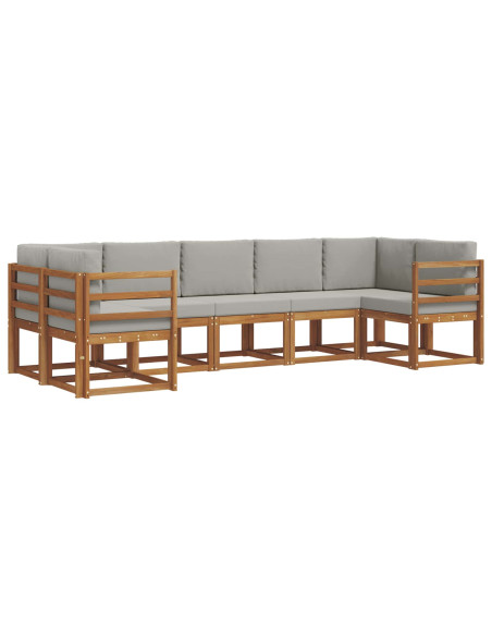 Set di divani con cuscino 7 pcs Grigio Naturale e Chiaro