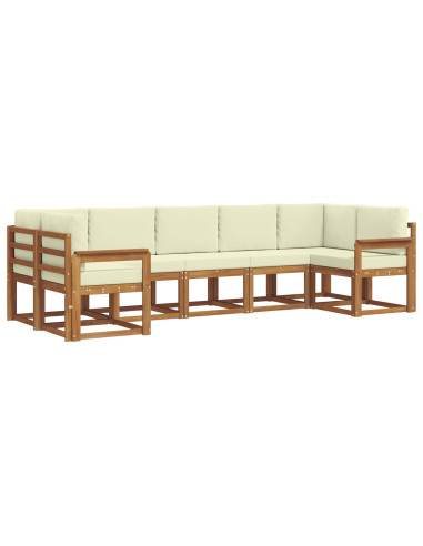 Set di divani con cuscino 7 pcs Naturale e Crema