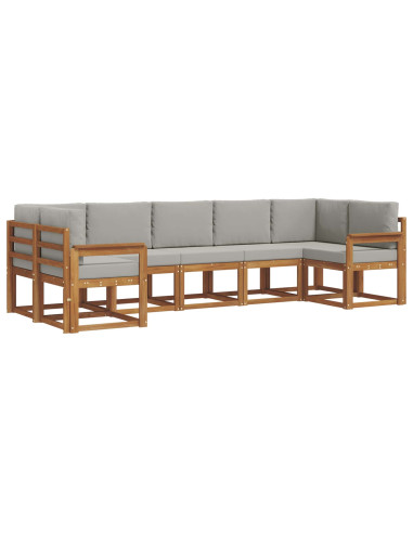 Set di divani con cuscino 7 pcs Grigio Naturale e Chiaro